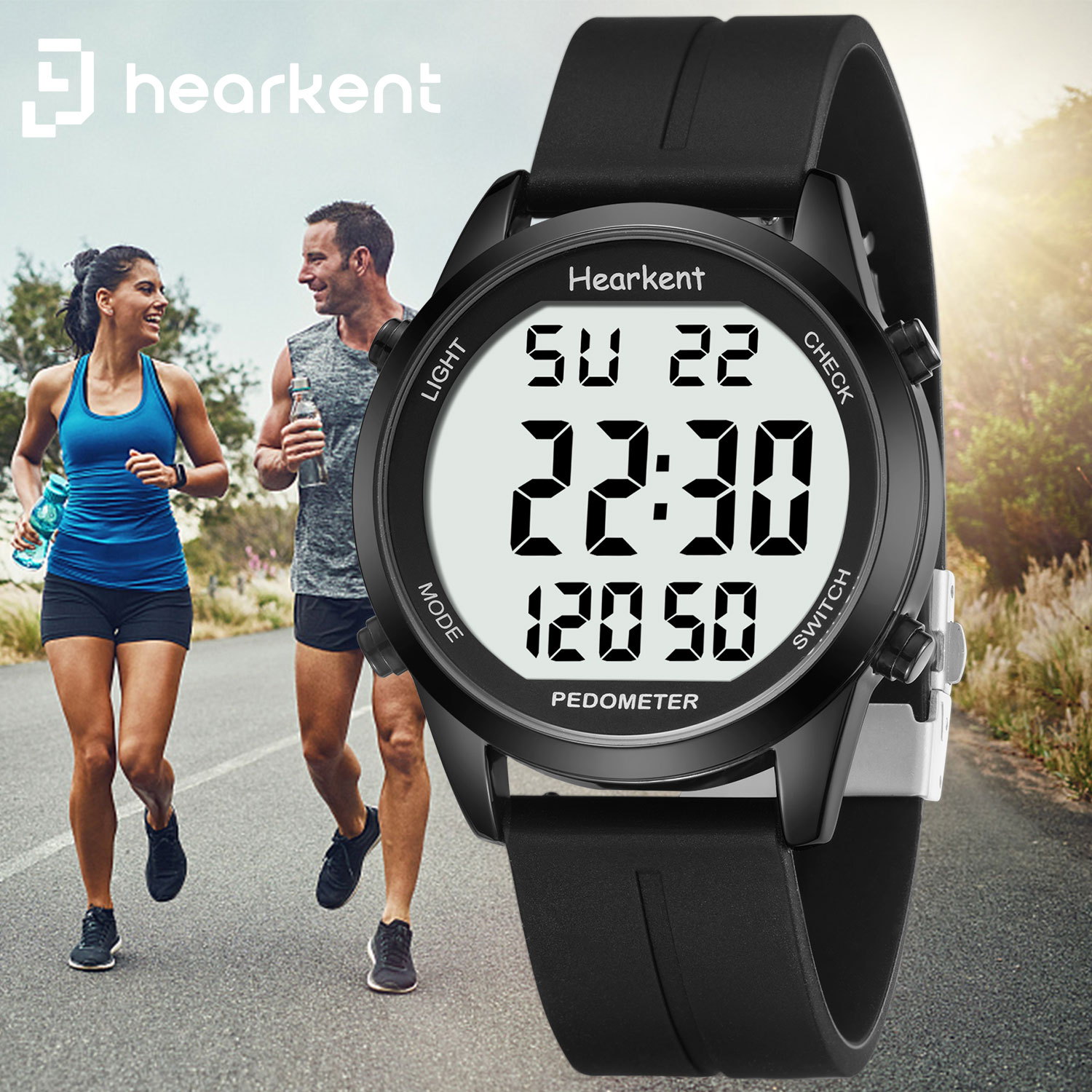 Outdoor Lighting Deck - Hearkent-reloj podómetro para hombre y mujer,