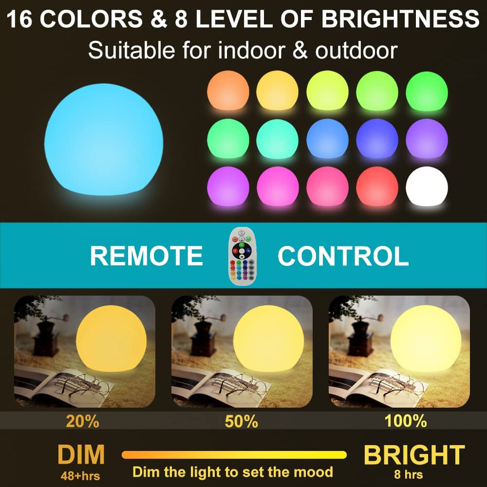 Luz LED recargable con bola br - Outdoor Lighting For Backyard reseña y precio