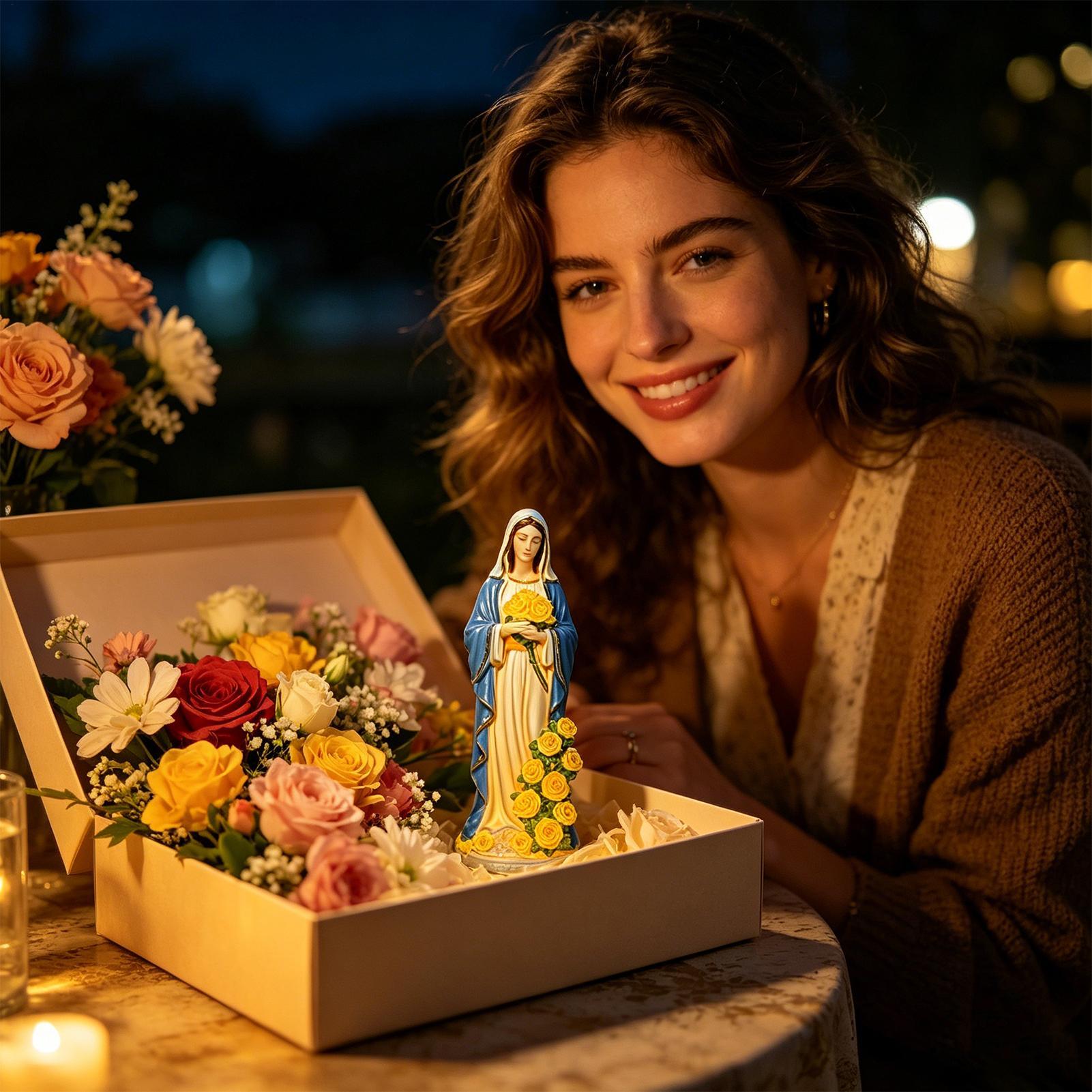 Estatua solar de la Virgen Mar - Outdoor Lighting For Backyard reseña y precio